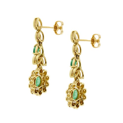 Boucles d'oreilles Boucles d'oreilles pendantes fleur en or jaune 18 ct, émeraudes et diamants 58 Facettes 37119