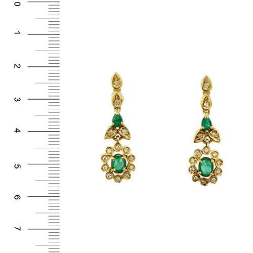Boucles d'oreilles Boucles d'oreilles pendantes fleur en or jaune 18 ct, émeraudes et diamants 58 Facettes 37119