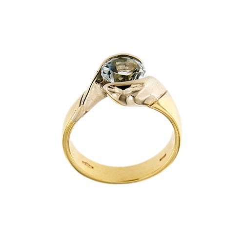 Bague Bague en or blanc et or jaune 18 ct avec aigue-marine 1,50 ct 58 Facettes 37206