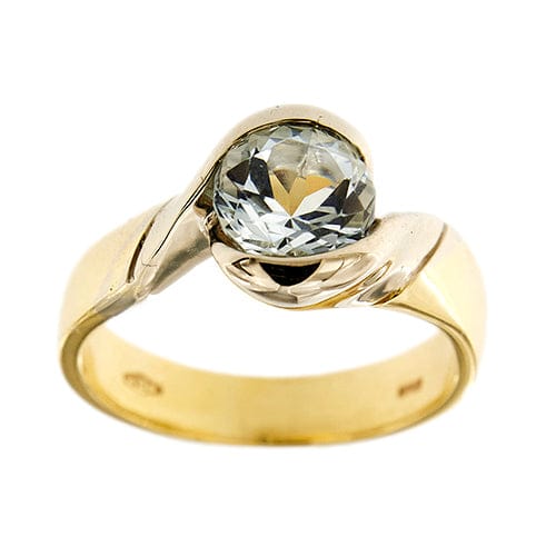 Bague Bague en or blanc et or jaune 18 ct avec aigue-marine 1,50 ct 58 Facettes 37206