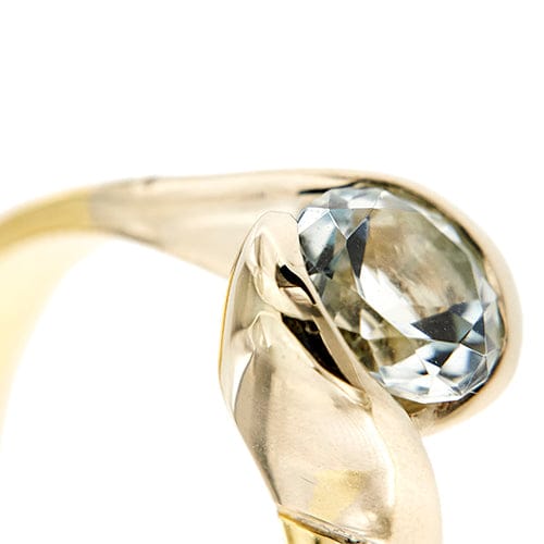 Bague Bague en or blanc et or jaune 18 ct avec aigue-marine 1,50 ct 58 Facettes 37206