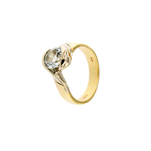 Bague Bague en or blanc et or jaune 18 ct avec aigue-marine 1,50 ct 58 Facettes 37206