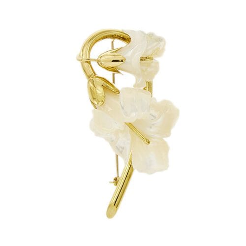 Broche Spilla fleur en or jaune 18 carats et nacre 58 Facettes 37277