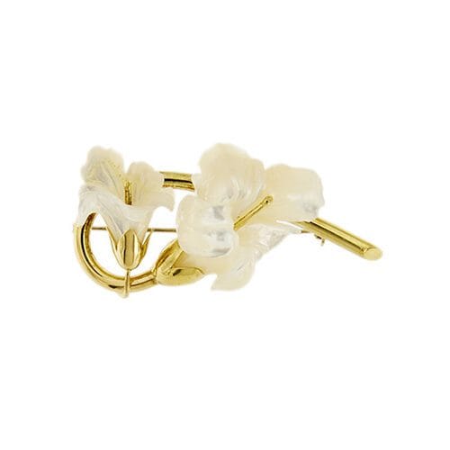 Broche Spilla fleur en or jaune 18 carats et nacre 58 Facettes 37277