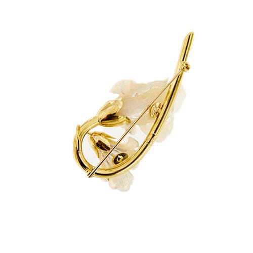 Broche Spilla fleur en or jaune 18 carats et nacre 58 Facettes 37277