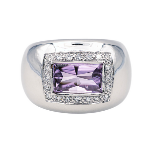 Bague 51 Poiray Thessalie - Bague en or blanc avec améthyste et diamants 58 Facettes 3729462CN