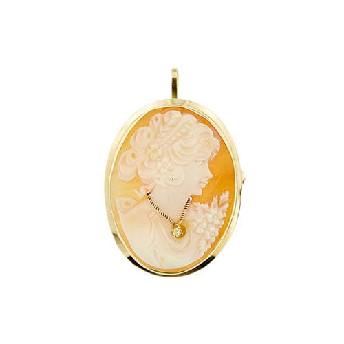 Pendentif Broche pendentif camée ovale en or jaune 18 ct 58 Facettes 37486