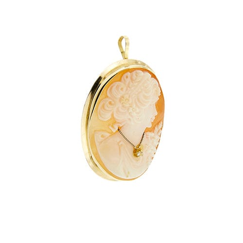Pendentif Broche pendentif camée ovale en or jaune 18 ct 58 Facettes 37486