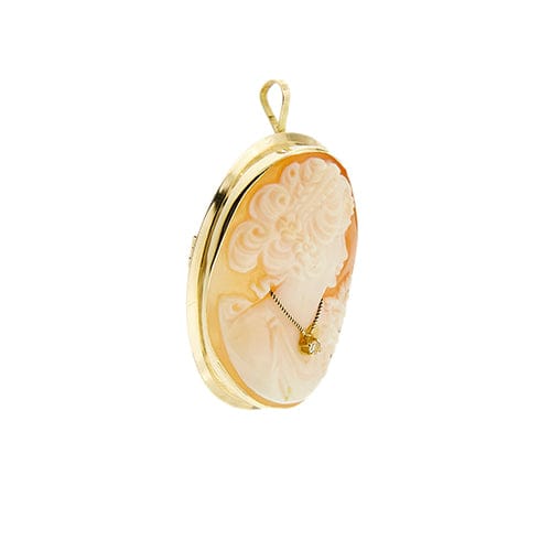 Pendentif Broche pendentif camée ovale en or jaune 18 ct 58 Facettes 37486
