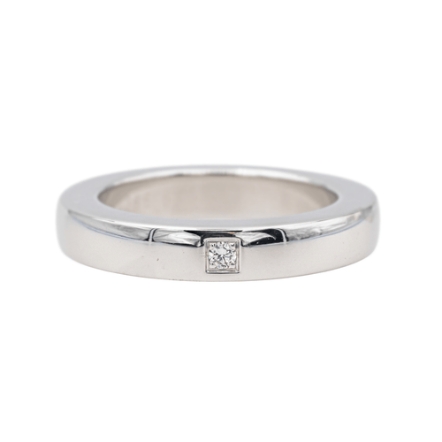 Bague 53 Omega Ruban Confort - Bague alliance en or blanc avec diamant 58 Facettes 3754386CN