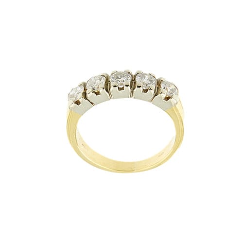 Bague Bague rivière - 5 diamants 0,80 ct en or jaune et blanc 18 kt 58 Facettes 37551