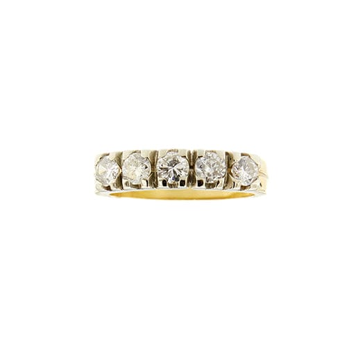 Bague Bague rivière - 5 diamants 0,80 ct en or jaune et blanc 18 kt 58 Facettes 37551
