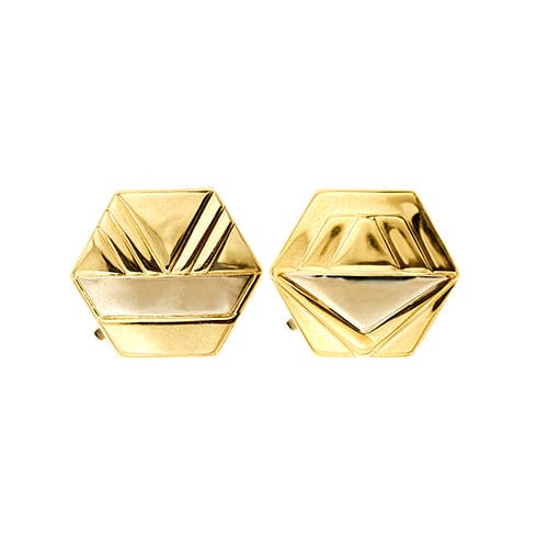 Boutons de manchette Boutons de manchette hexagonaux en or jaune et or blanc 18 ct 58 Facettes 37572