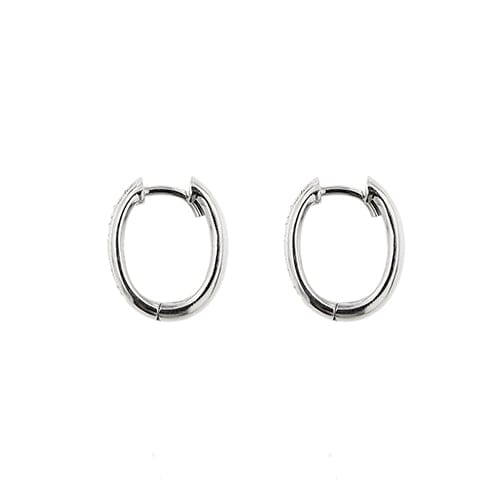 Boucles d'oreilles Boucles d'oreilles créoles ovales en or blanc 18 ct et diamants 58 Facettes 37738