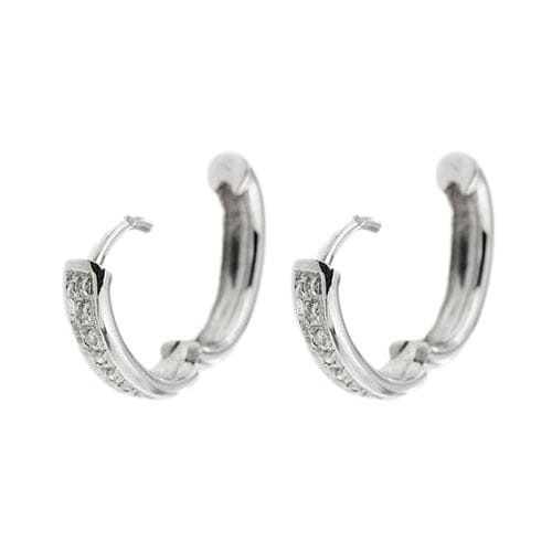 Boucles d'oreilles Boucles d'oreilles créoles ovales en or blanc 18 ct et diamants 58 Facettes 37738