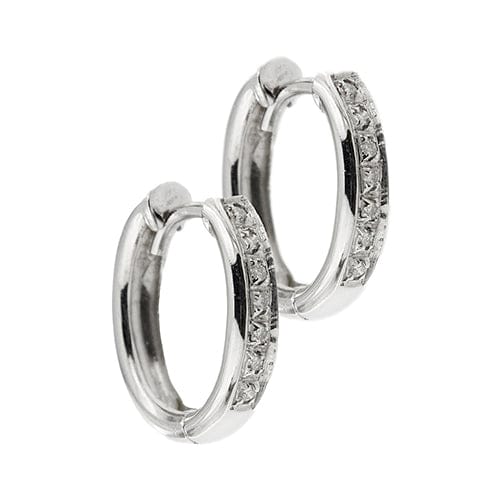 Boucles d'oreilles Boucles d'oreilles créoles ovales en or blanc 18 ct et diamants 58 Facettes 37738