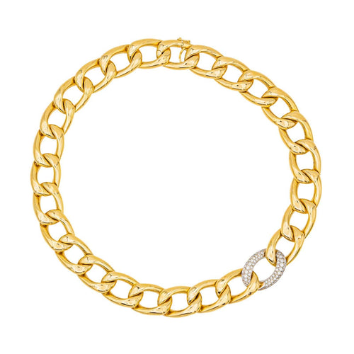 Collier Collier gourmette en or jaune et or blanc 18 carats avec diamants 58 Facettes 3779209CN