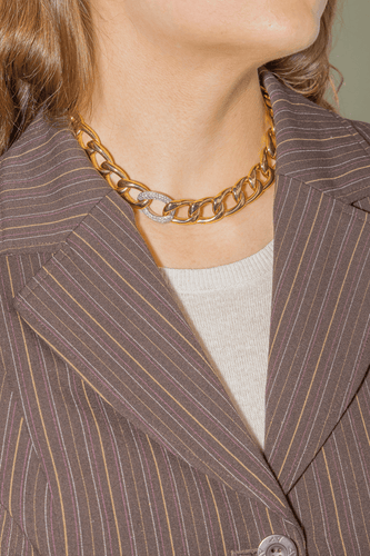 Collier Collier gourmette en or jaune et or blanc 18 carats avec diamants 58 Facettes 3779209CN