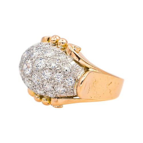 Bague 59 Bague rétro en or rose 18 carats et platine pavée de diamants 58 Facettes 3779437CN