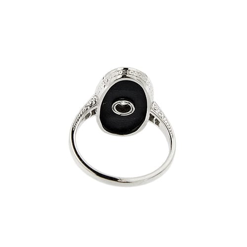 Bague 56 Bague Art déco en platine avec onyx et diamants 58 Facettes 37817
