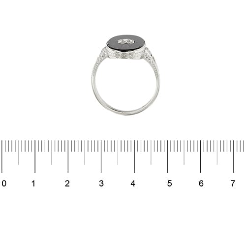 Bague 56 Bague Art déco en platine avec onyx et diamants 58 Facettes 37817