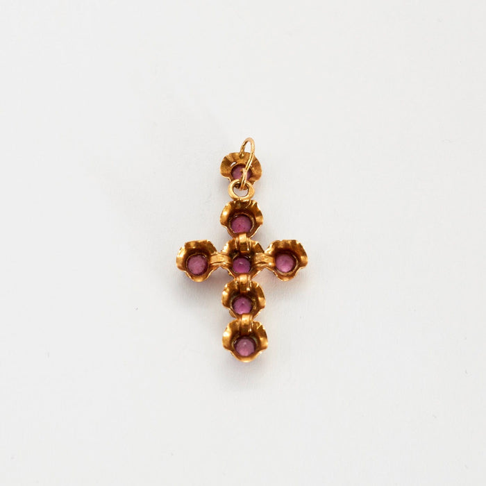 Pendentif "Croix" Or Jaune et Améthystes 58 Facettes DV0425-1