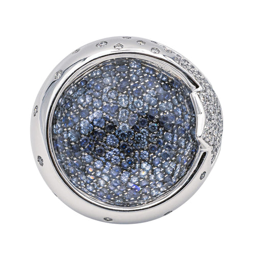 Bague 54 Pascale Bruni - Bague en or blanc avec quartz, diamants et saphirs 58 Facettes 3785007CN