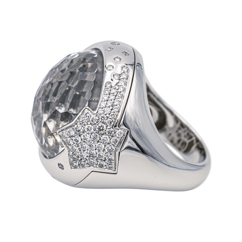 Bague 54 Pascale Bruni - Bague en or blanc avec quartz, diamants et saphirs 58 Facettes 3785007CN