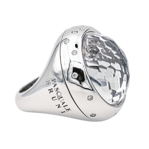 Bague 54 Pascale Bruni - Bague en or blanc avec quartz, diamants et saphirs 58 Facettes 3785007CN