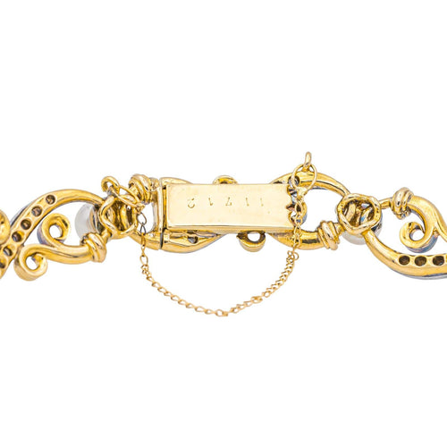 Bracelet Bracelet en or jaune et or blanc 18 carats avec diamants et perles fines 58 Facettes 3785178CN