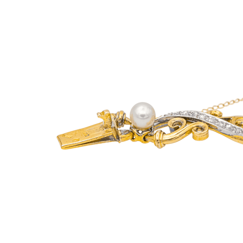 Bracelet Bracelet en or jaune et or blanc 18 carats avec diamants et perles fines 58 Facettes 3785178CN