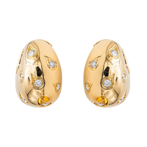 Boucles d'oreilles Cartier - Boucles d’oreilles créoles en or jaune 18 carats et diamants 58 Facettes 3785640CN