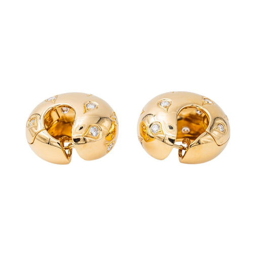 Boucles d'oreilles Cartier - Boucles d’oreilles créoles en or jaune 18 carats et diamants 58 Facettes 3785640CN