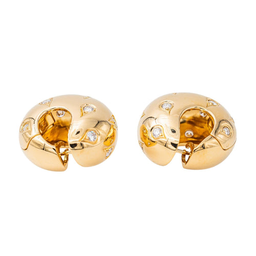 Boucles d'oreilles Cartier - Boucles d’oreilles créoles en or jaune 18 carats et diamants 58 Facettes 3785640CN