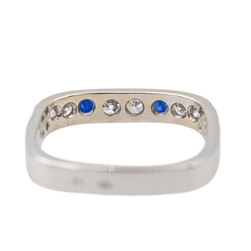 Bague 57 Bague carrée en or blanc 18 carats avec diamants et saphirs 58 Facettes 3789785CN