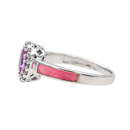 Bague 56 Bague en or blanc 18 carats avec saphir rose et diamants 58 Facettes 3789804CN