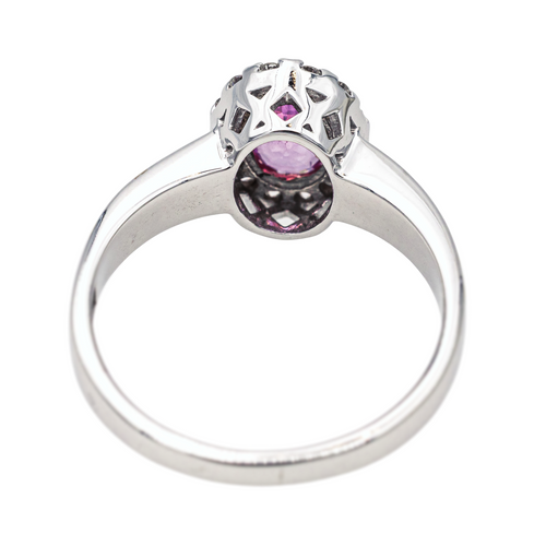 Bague 56 Bague en or blanc 18 carats avec saphir rose et diamants 58 Facettes 3789804CN