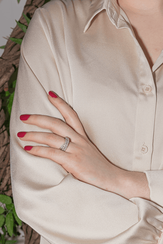 Bague 54 Bague pavée en or blanc 18 carats et diamants 58 Facettes 3814687CN