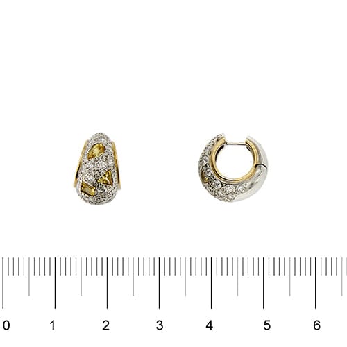 Boucles d'oreilles Pomellato Schegge - Boucles d’oreilles créoles en or 18 kt, diamants et saphirs jaunes 58 Facettes 38310