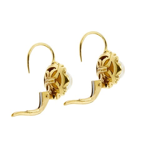 Boucles d'oreilles Boucles d’oreilles fleur en or jaune 18 ct et perles 58 Facettes 38383