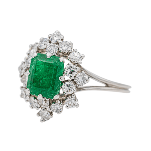 Bague 60 Bague Pompadour en or blanc avec émeraude et diamants 58 Facettes 3841380RV