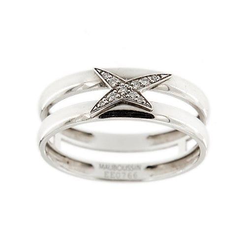 Bague Mauboussin Divine Star - Bague étoile en or blanc 18 ct et diamants 58 Facettes 38565