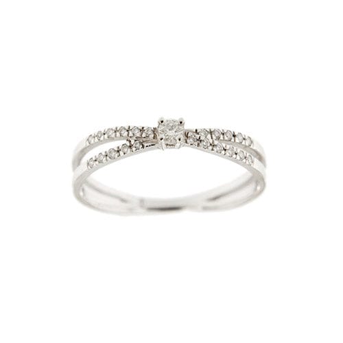 Bague 55 Mauboussin Al bivio - Bague double anneau en or blanc 18 carats et diamants 58 Facettes 38611