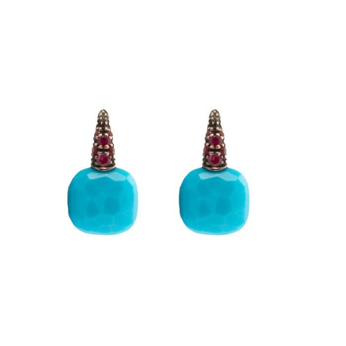 Boucles d'oreilles POMELLATO - Boucles d'Oreilles "Capri" Turquoises et Rubis 58 Facettes DV0424-1