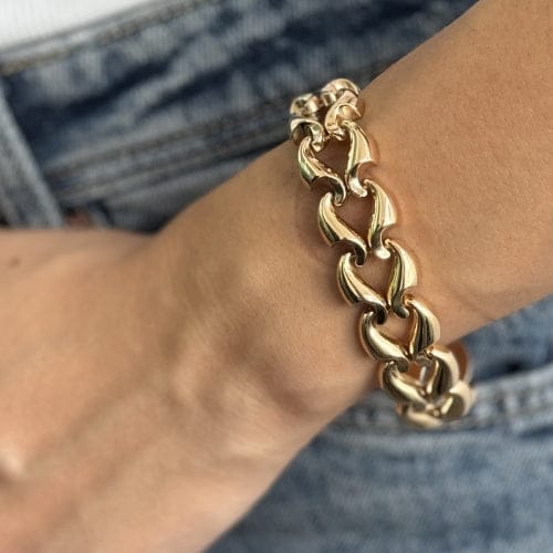 Bracelet Bracelet Tank vintage à bande en or rose 18 ct 58 Facettes 38835