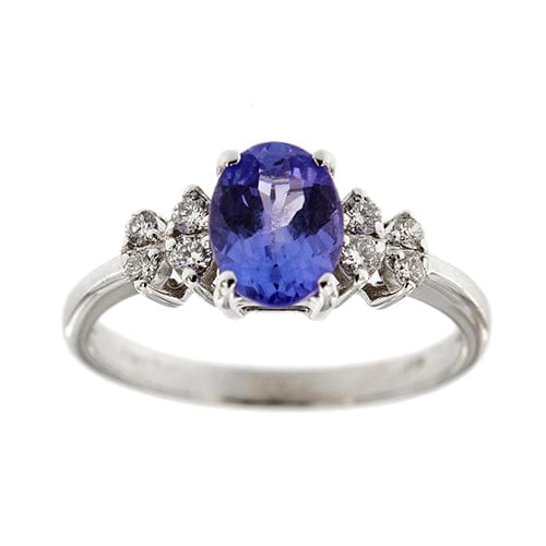 Bague Bague en or blanc 18 ct avec tanzanite et diamants 58 Facettes 38890