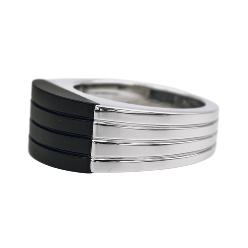 Bague 60 Boucheron Godron - Bague en or blanc et onyx 58 Facettes 3904034CN