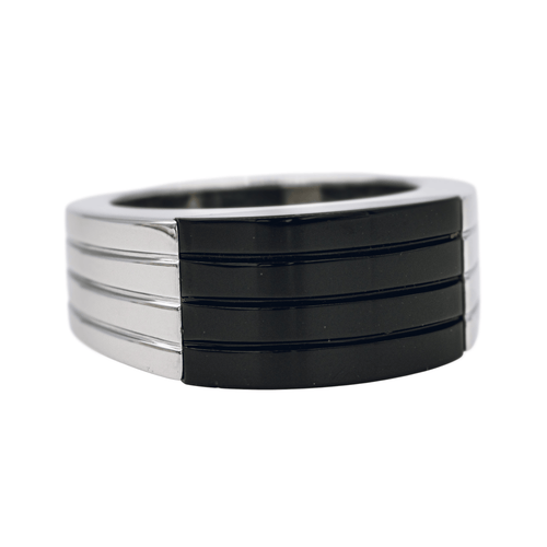 Bague 60 Boucheron Godron - Bague en or blanc et onyx 58 Facettes 3904034CN