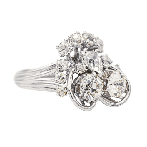 Bague 49 Bague cocktail Art déco en or blanc 18 carats et diamants 58 Facettes 3904852CN