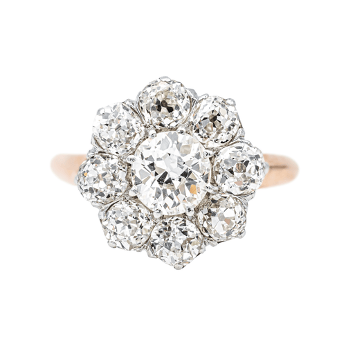 Bague 58 Bague marguerite en or rose et platine avec diamants taille ancienne 58 Facettes 3904858CN